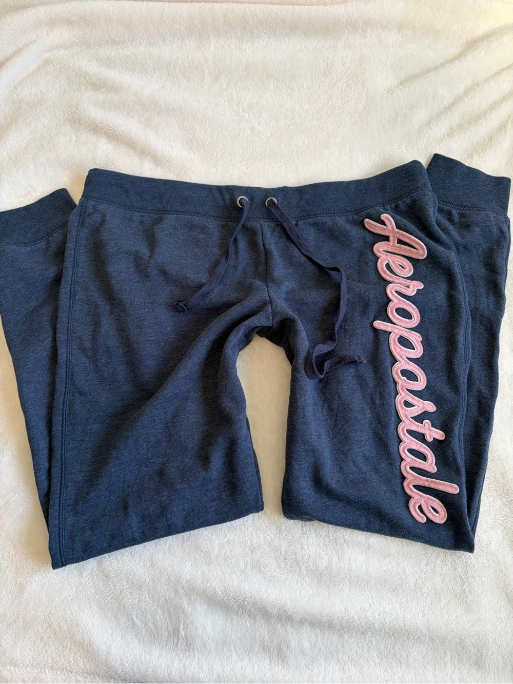 Aeropostale Navy Track Joggers with Pink Script Logo